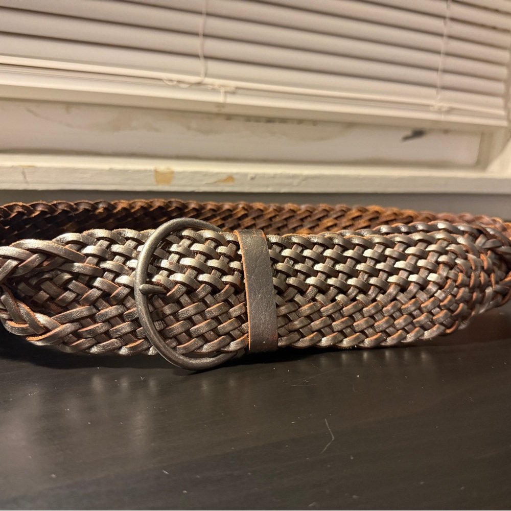 Women’s Genuine Leather GAP Belt - Brown and Silver